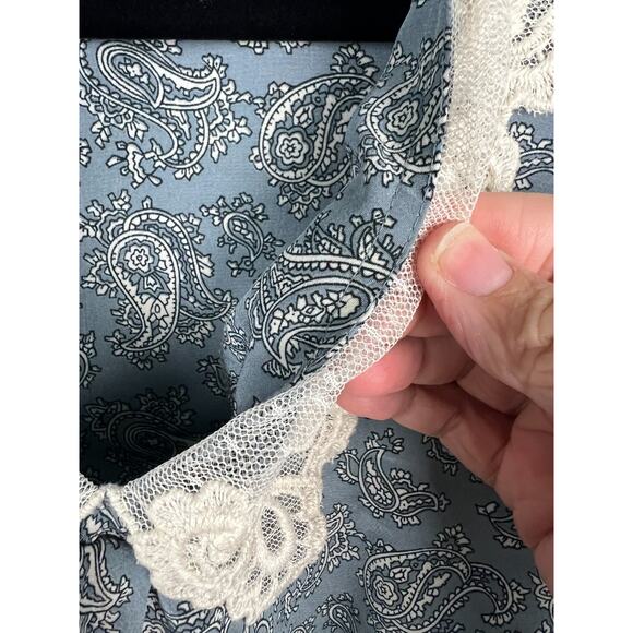 Vintage REO Original Blue White Paisley Lace Collar Secretary Dress 80s Size 14 - Picture 3 of 12